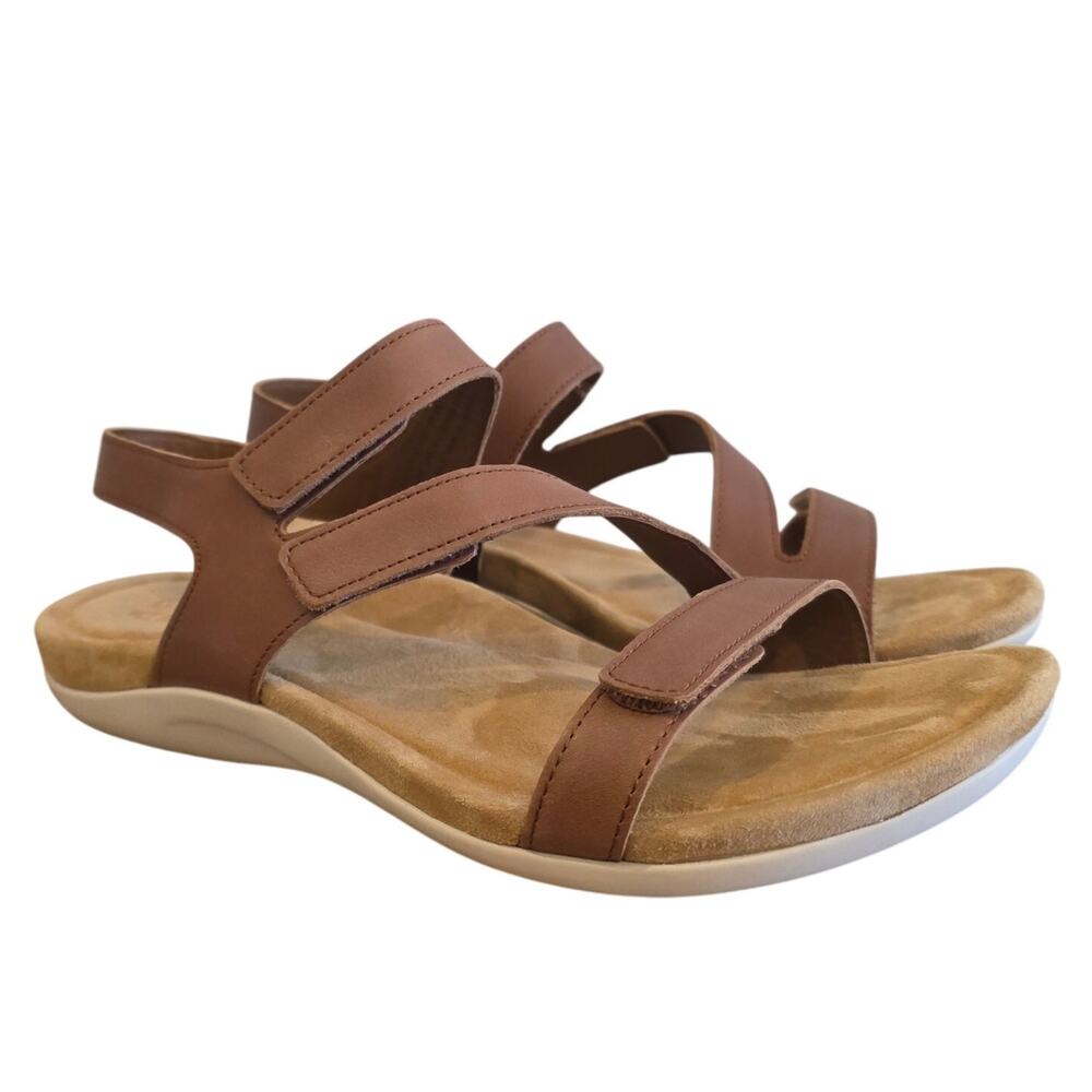 ABEO Oasis Strap Sandals Women 9 Brown Leather Metatarsal Orthotic Comfort Shoes
